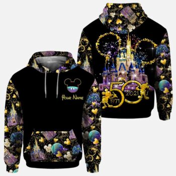 Premium DSN Custom Disney Castle Hoodie – Personalized 50 Years of Magic Pullover