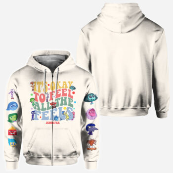 Premium DSN Personalized Inside Out Hoodie – Custom Name “It’s Okay to Feel All the Feels” Sweatshirt