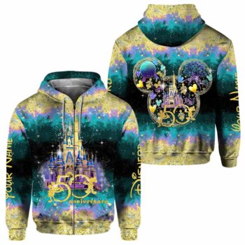 Premium DSN Personalized Disney 50th Anniversary Hoodie – Custom Name Magic Castle Sweatshirt
