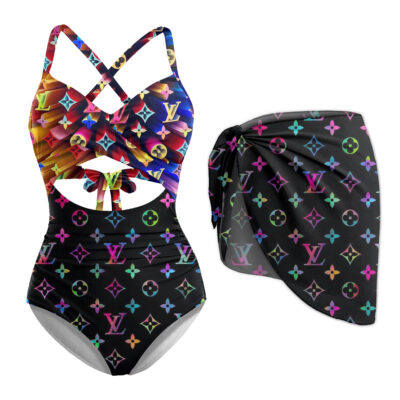LV | Premium 1pcs Swimsuit & Beach Sarong CB186-LV-HYT-NN-2805252506