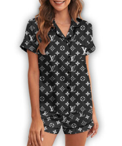 LV | Premium Short Button Up Pajamas Set SPJS121-LV-HYT-TT-050503