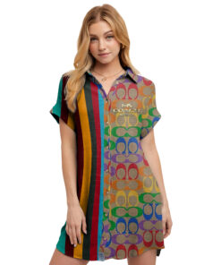 COACH | Premium Short-Sleeve Button-Up Shirt Dress DSM197-CCH-HYT-NA-18062502