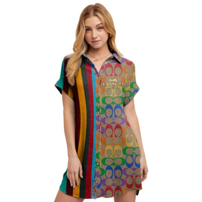COACH | Premium Short-Sleeve Button-Up Shirt Dress DSM197-CCH-HYT-NA-18062502