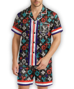 LV | Premium Men's Short Sleeve Button Down Pajamas PS249-LV-HYT-TT-23062505