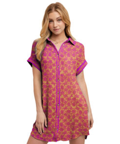 COACH | Premium Short-Sleeve Button-Up Shirt Dress DSM197-CCH-HYT-NA-18062506