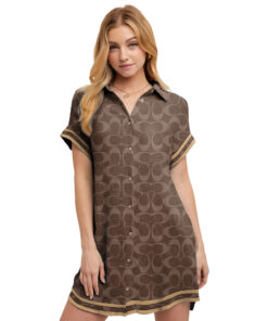 COACH | Premium Short-Sleeve Button-Up Shirt Dress DSM197-CCH-HYT-NA-18062501