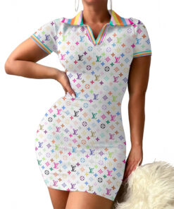 LV | Premium Ribbed Polo Short Sleeve Bodycon Mini Dress DSM263-LV-HYT-NN-11072503