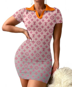 LV | Premium Ribbed Polo Short Sleeve Bodycon Mini Dress DSM263-LV-HYT-NN-11072504