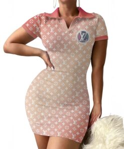 LV | Premium Ribbed Polo Short Sleeve Bodycon Mini Dress DSM263-LV-HYT-TH-11072503