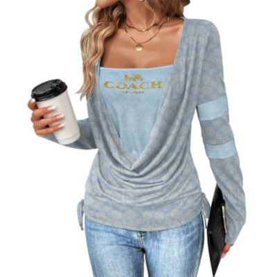 LV | Premium Contrast Draped Side Drawstring Shirt VLLS297-CCH-HYT-NN-24072502