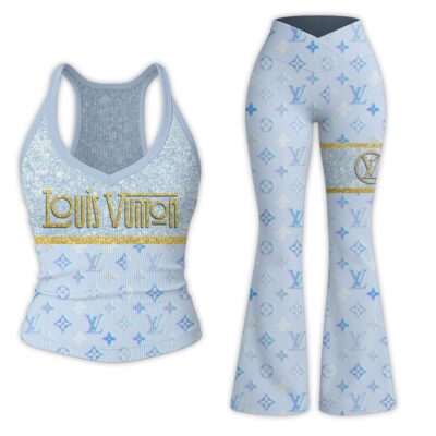 LV | Premium Bodycon Ribbed Tanktop & Flare Leggings Combo CB294-LV-HYT-TT-18072502