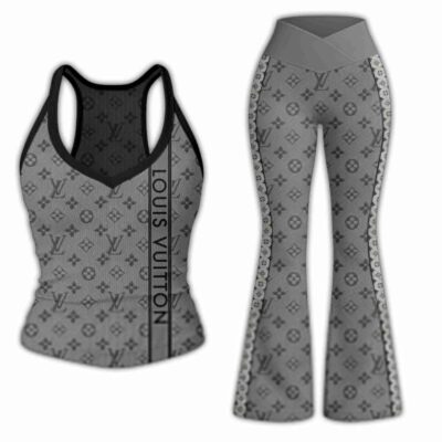 LV | Premium Bodycon Ribbed Tanktop & Flare Leggings Combo CB294-LV-HYT-TT-18072503