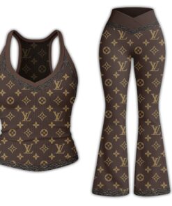 LV | Premium Bodycon Ribbed Tanktop & Flare Leggings Combo CB294-LV-HYT-TT-18072504