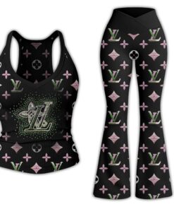 LV | Premium Bodycon Ribbed Tanktop & Flare Leggings Combo CB294-LV-HYT-TT-18072505