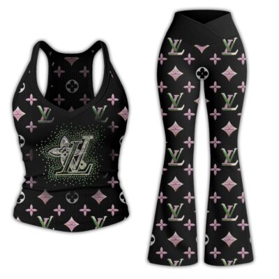 LV | Premium Bodycon Ribbed Tanktop & Flare Leggings Combo CB294-LV-HYT-TT-18072505