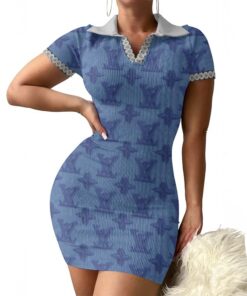 LV | Premium Ribbed Polo Short Sleeve Bodycon Mini Dress DSM263-LV-HYT-TH-11072501