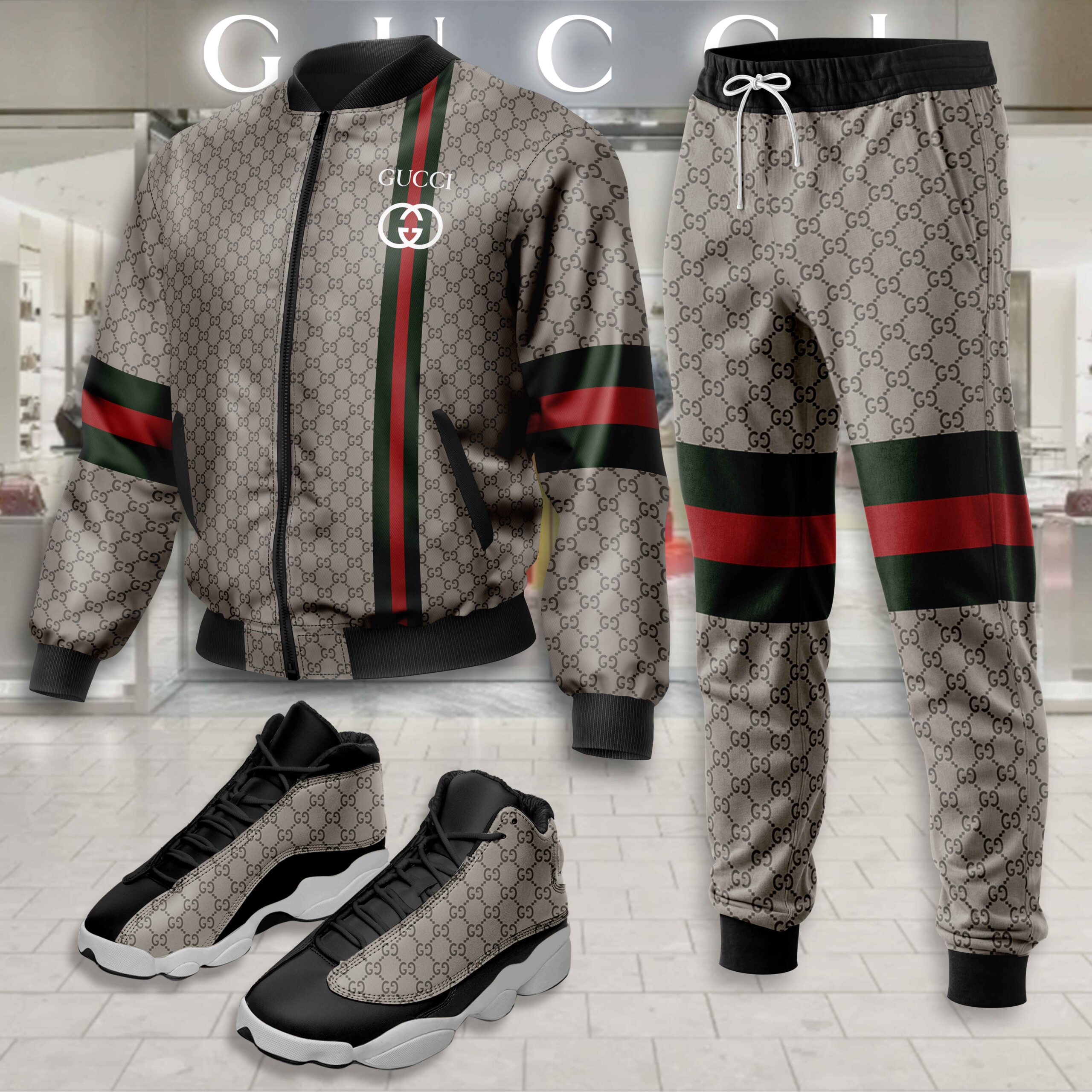 Gucci | Limited Edition Winter Tracksuits Match AJ 13 Sneaker TD6