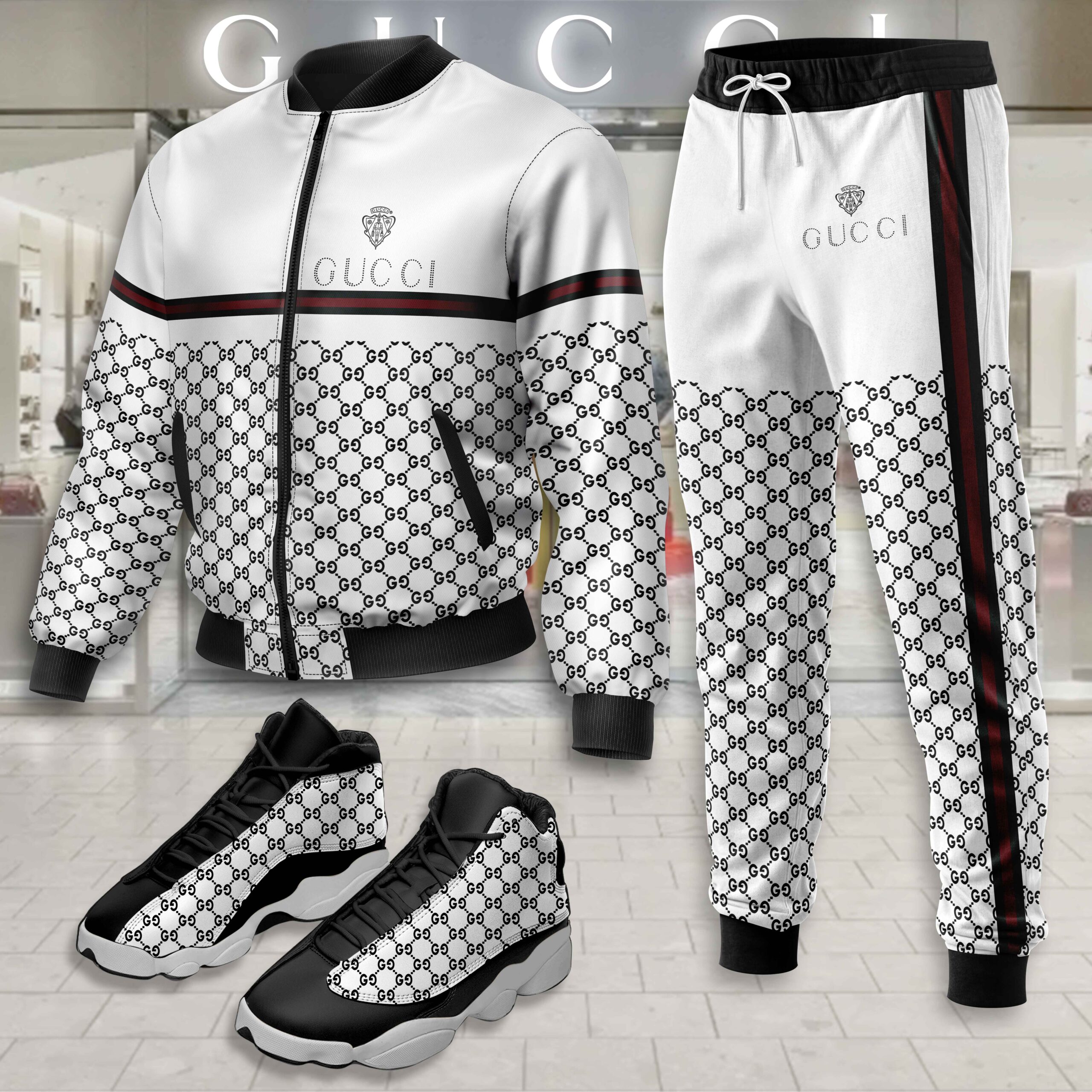Gucci | Limited Edition Winter Tracksuits Match AJ 13 Sneaker TD1