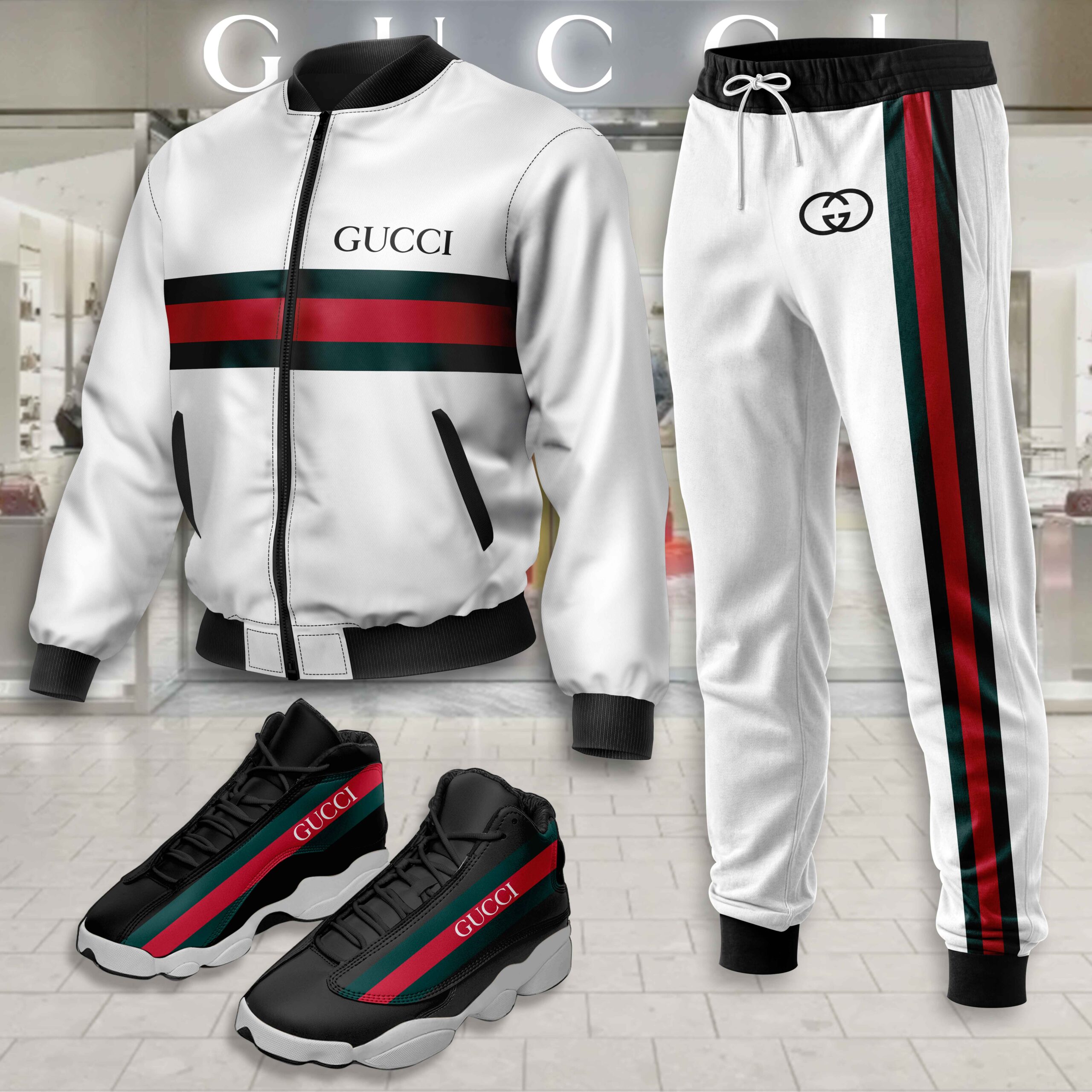 Gucci | Limited Edition Winter Tracksuits Match AJ 13 Sneaker TD11