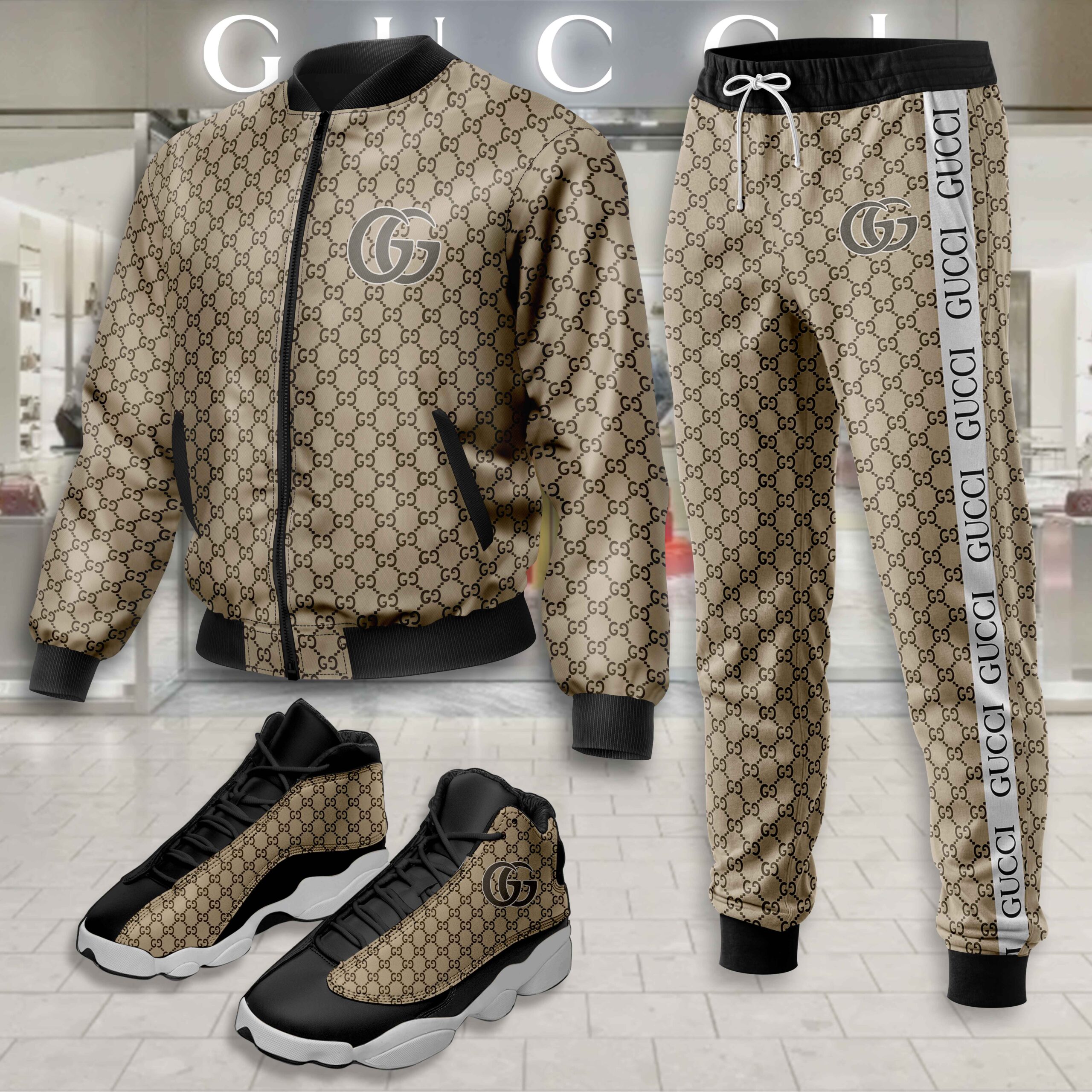 Gucci | Limited Edition Winter Tracksuits Match AJ 13 Sneaker TD9