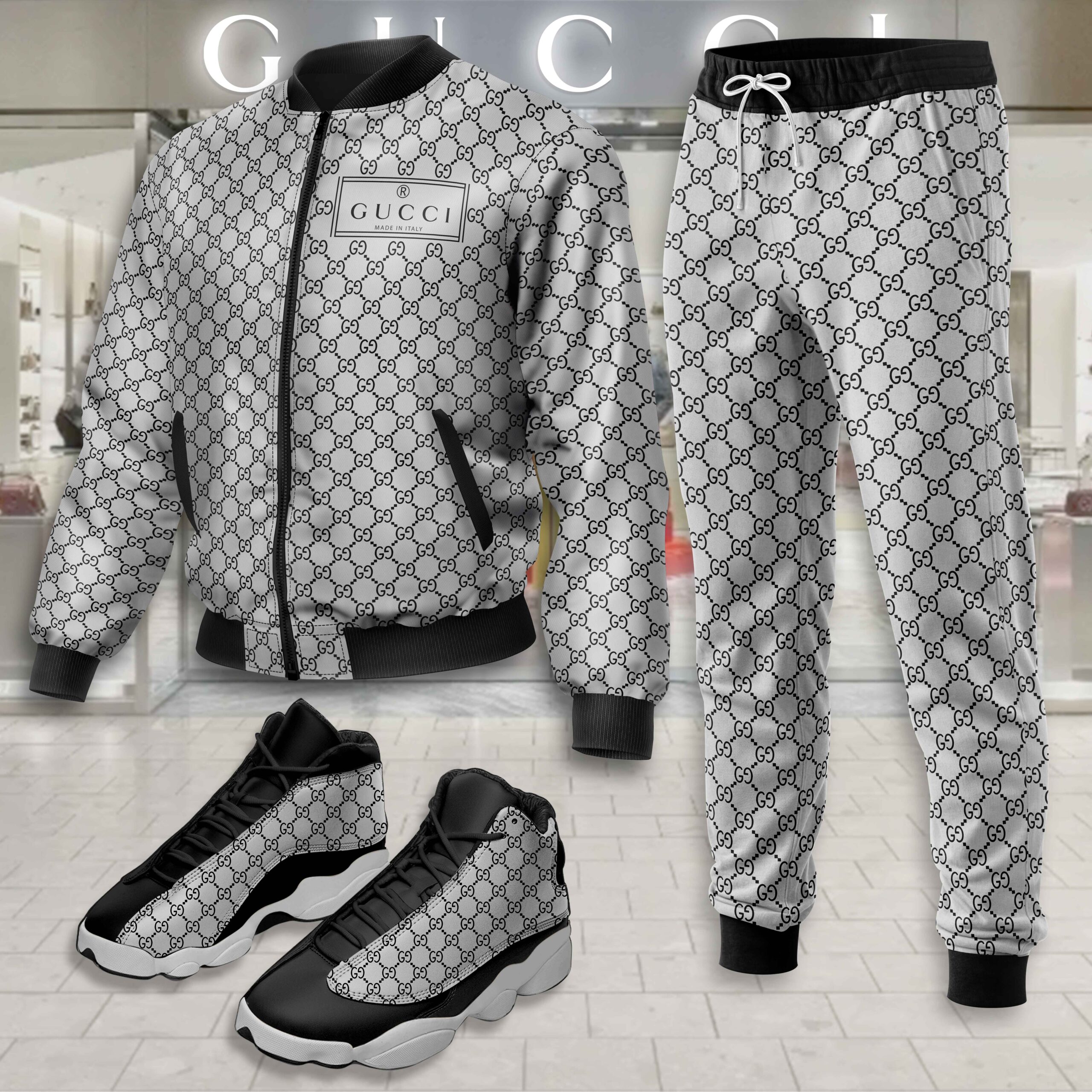 Gucci | Limited Edition Winter Tracksuits Match AJ 13 Sneaker TD13