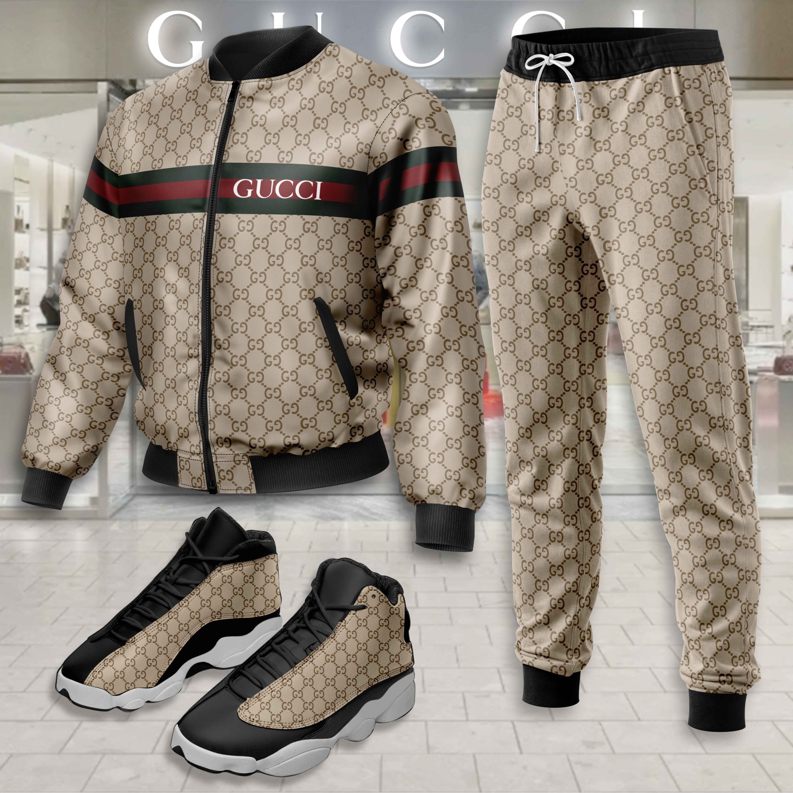 Gucci | Limited Edition Winter Tracksuits Match AJ 13 Sneaker TD14