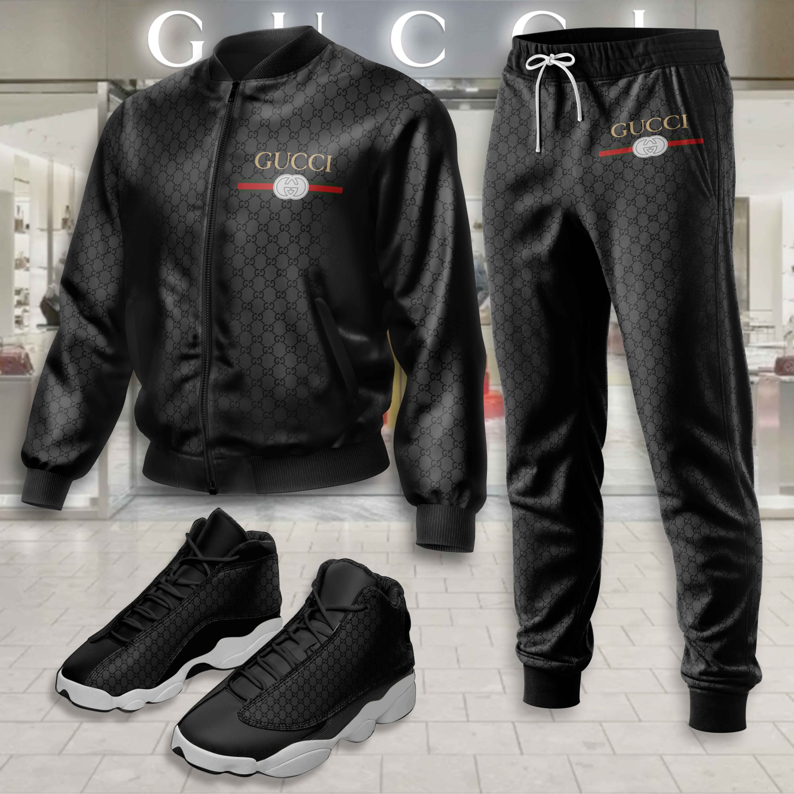 Gucci | Limited Edition Winter Tracksuits Match AJ 13 Sneaker TD26