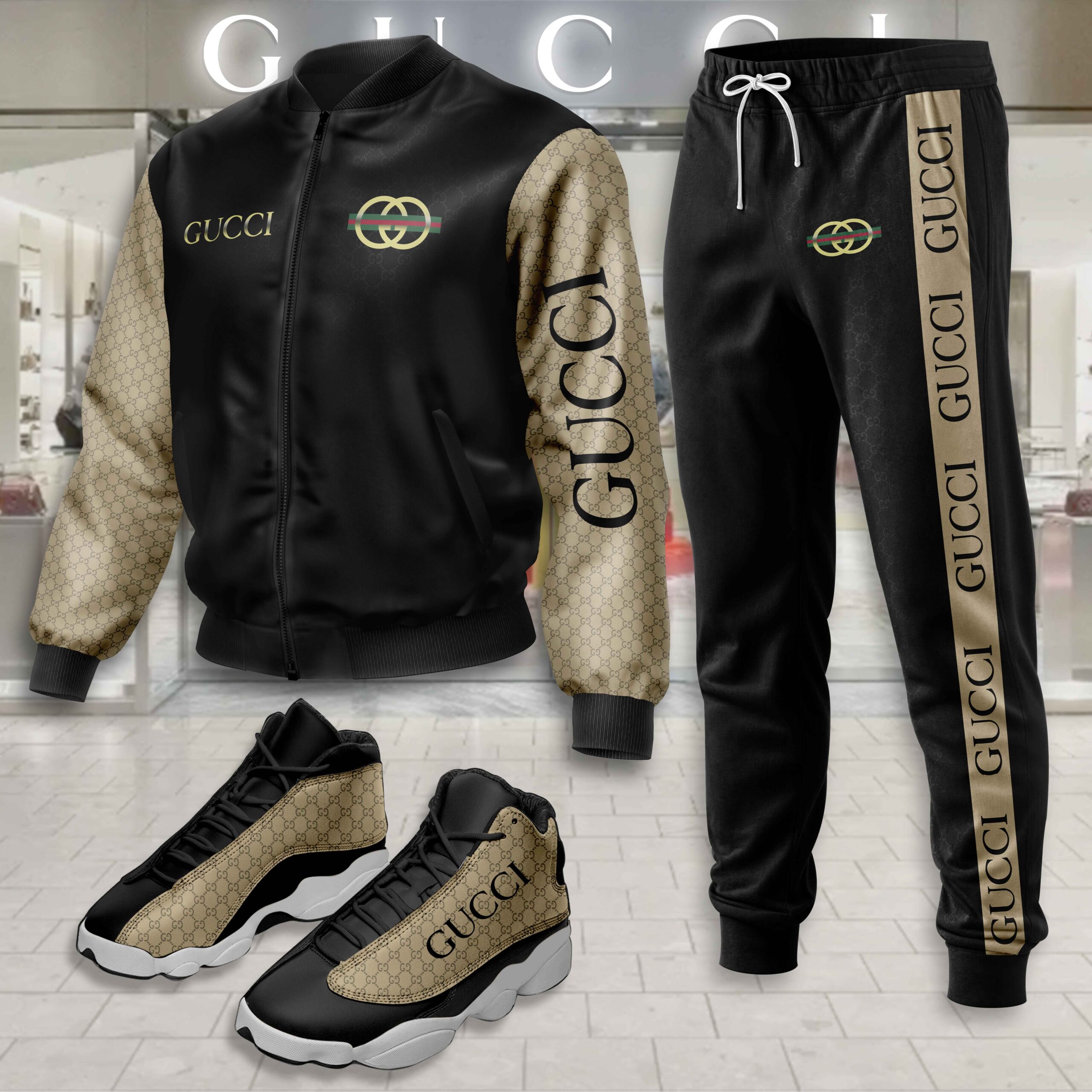 Gucci | Limited Edition Winter Tracksuits Match AJ 13 Sneaker TD15