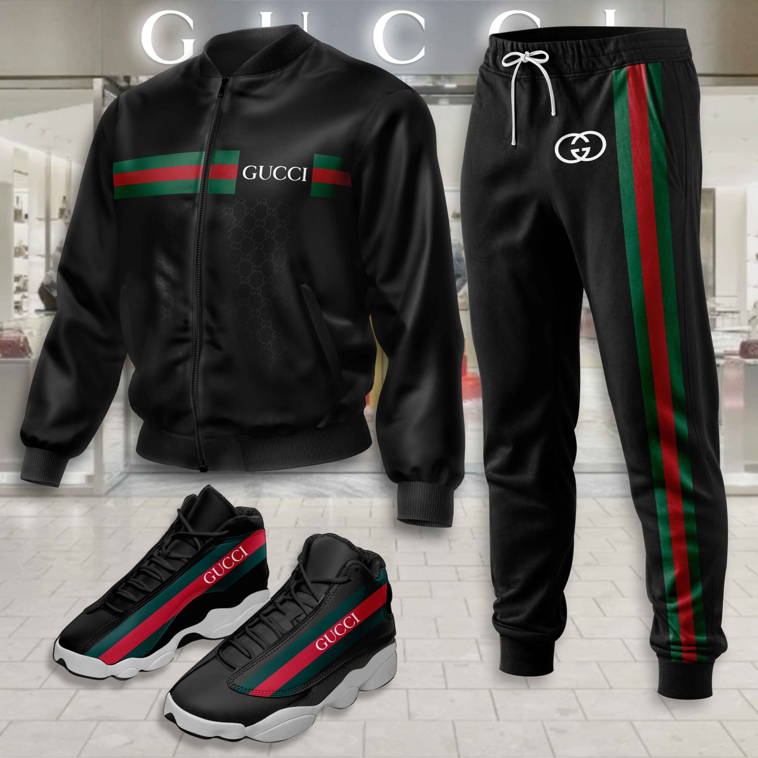 Gucci | Limited Edition Winter Tracksuits Match AJ 13 Sneaker TD17