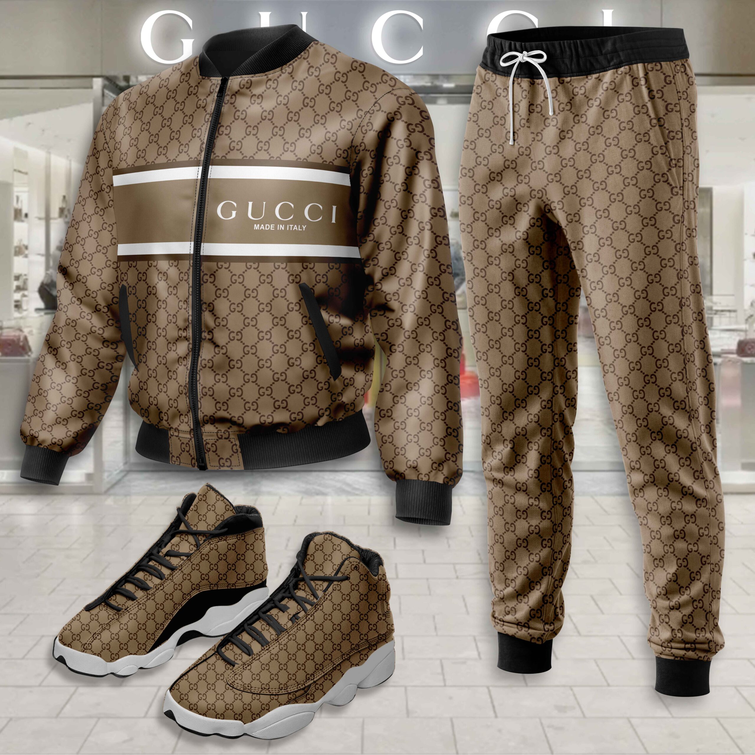 Gucci | Limited Edition Winter Tracksuits Match AJ 13 Sneaker TD18