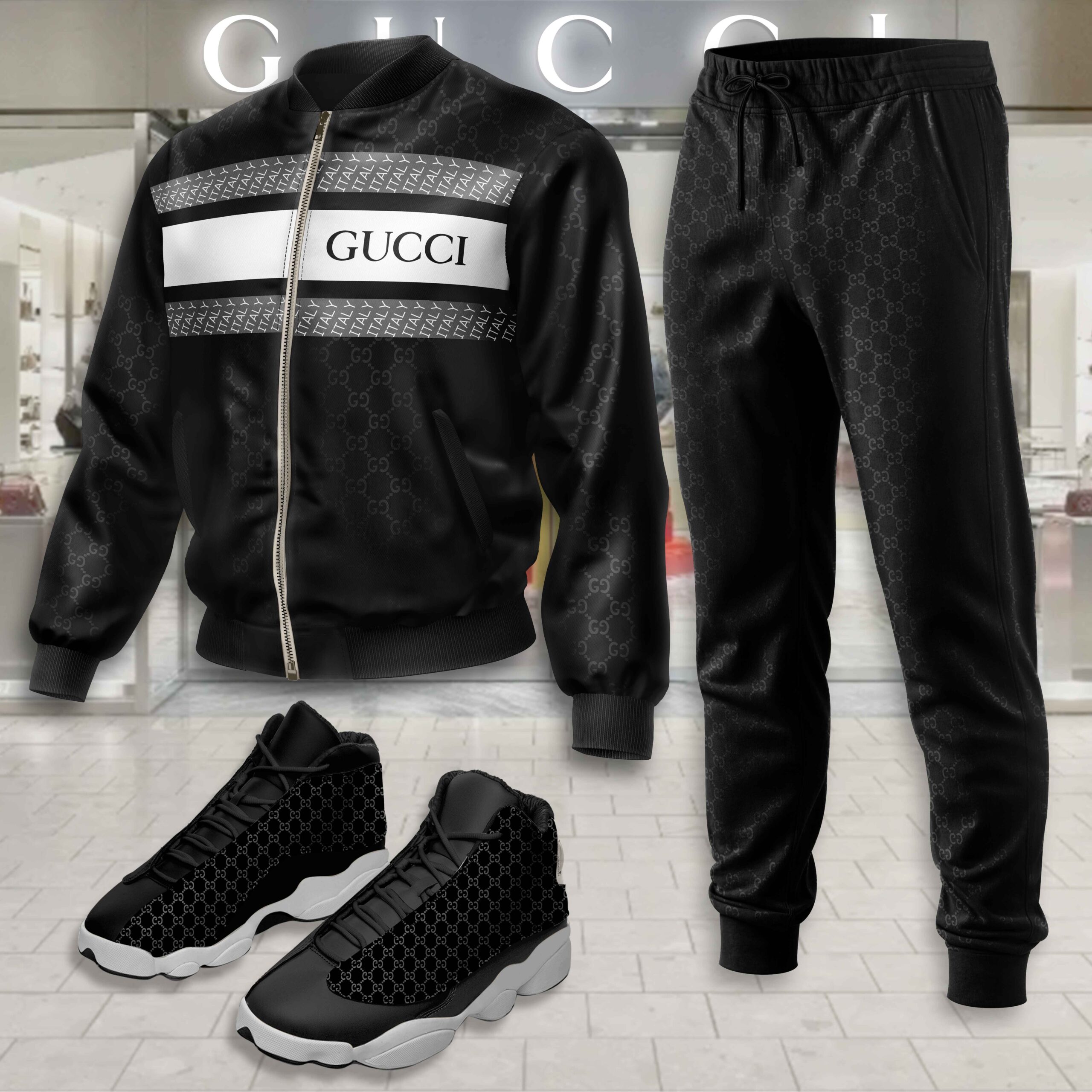 Gucci | Limited Edition Winter Tracksuits Match AJ 13 Sneaker TD20