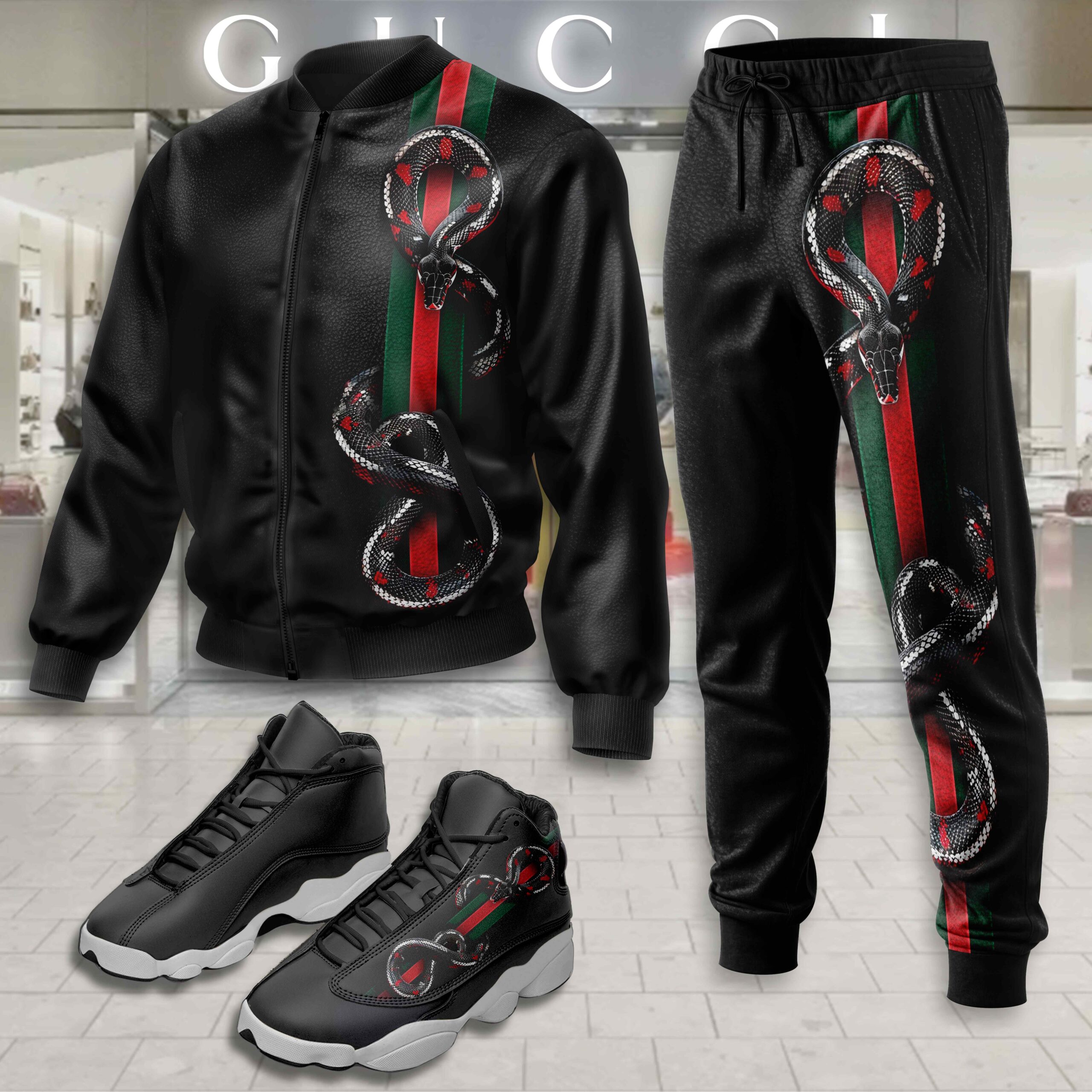 Gucci | Limited Edition Winter Tracksuits Match AJ 13 Sneaker TD28