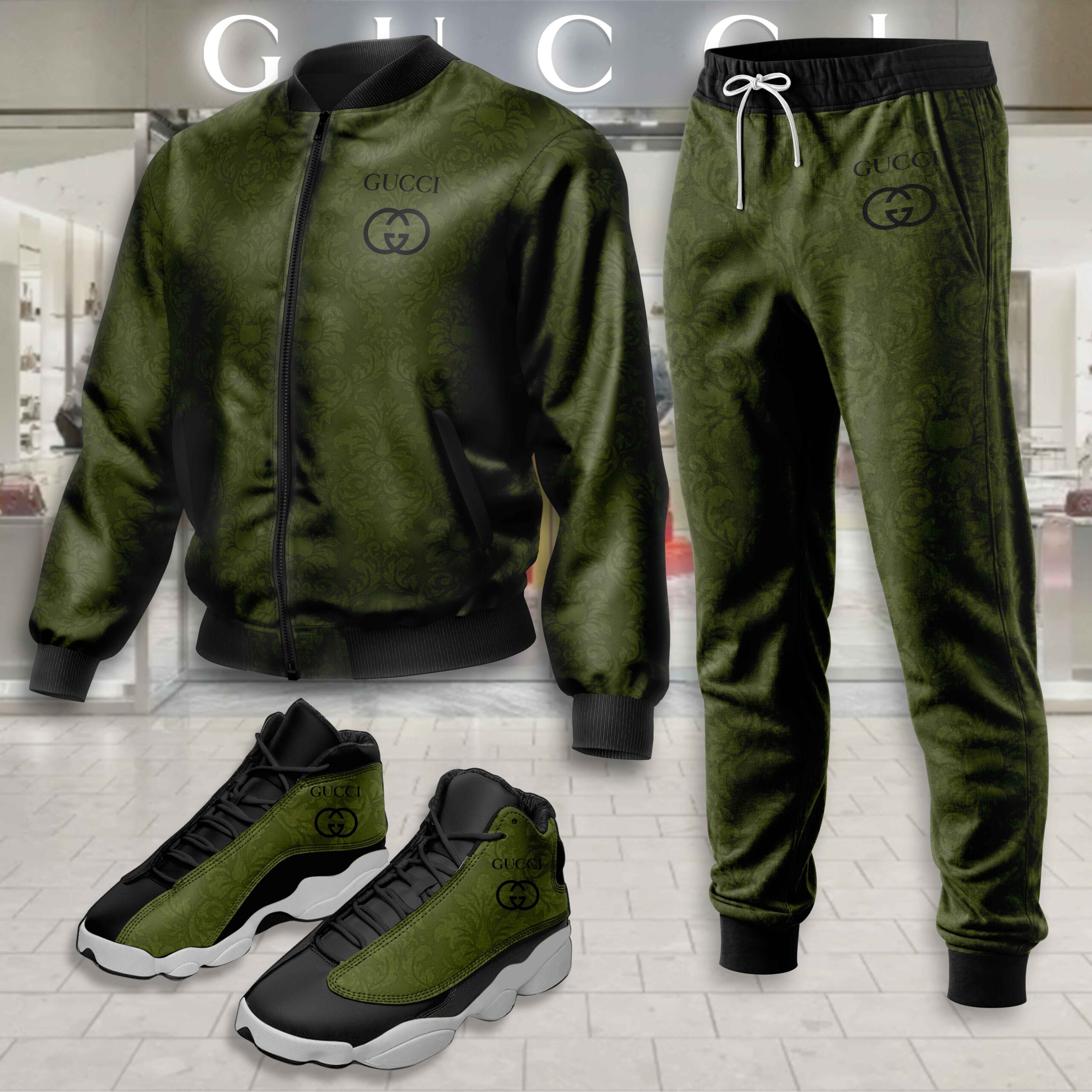 Gucci | Limited Edition Winter Tracksuits Match AJ 13 Sneaker TD35