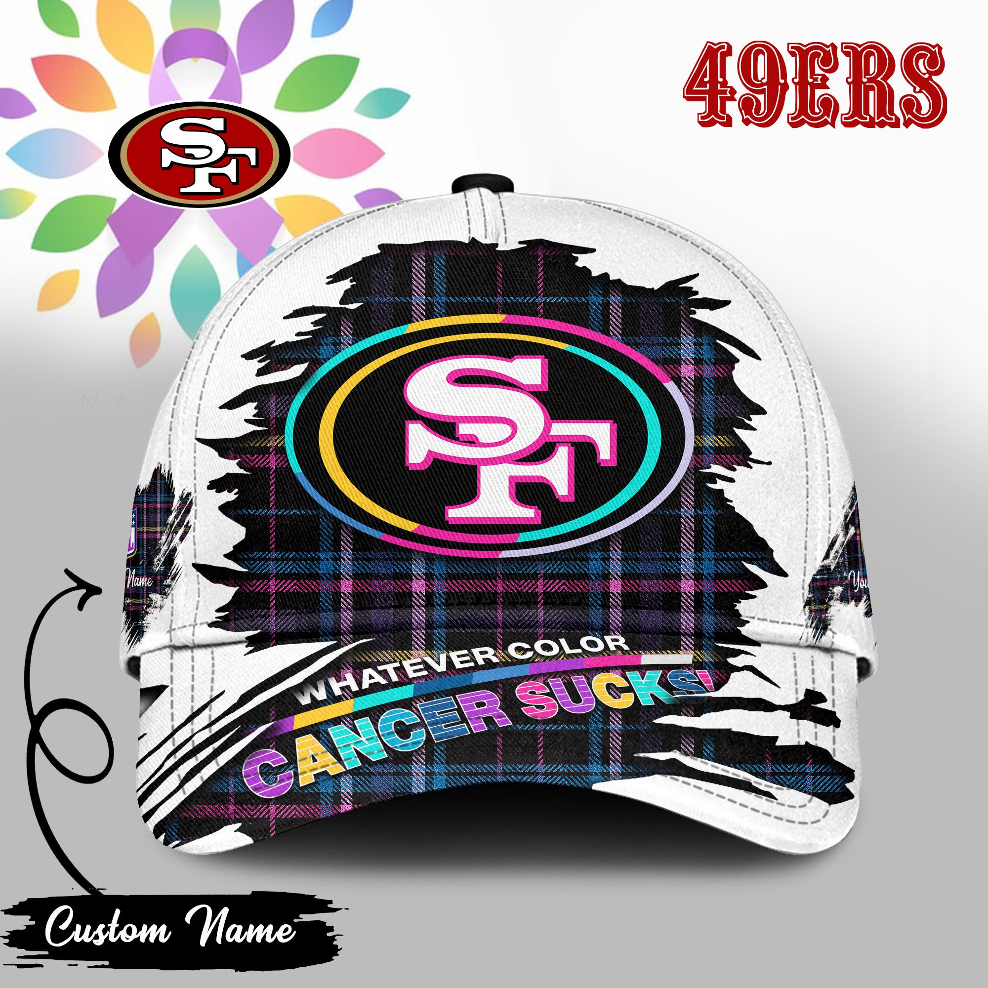 San Francisco 49ers | Premium Classic Cap NFL Whatever Color Cancer Sucks