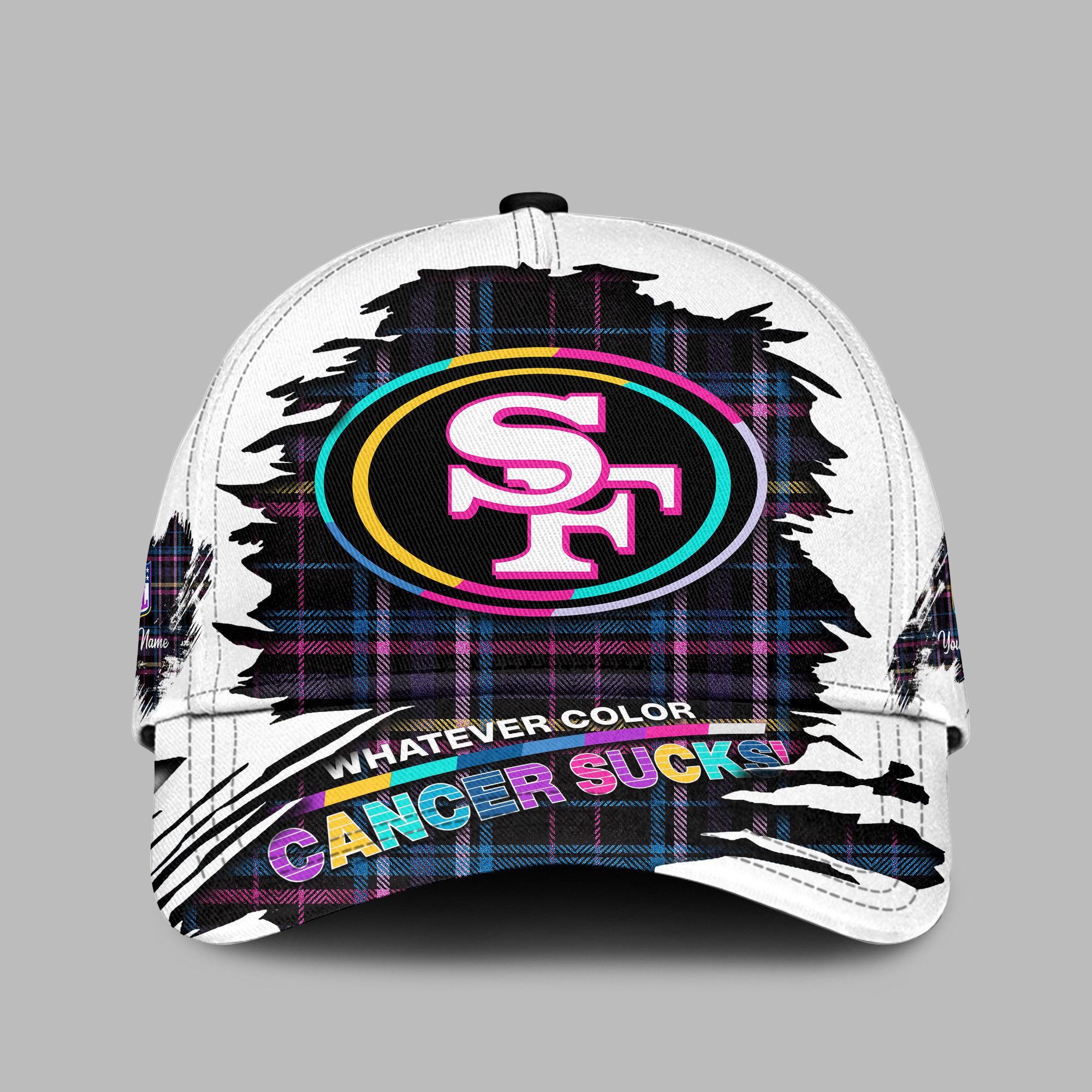 San Francisco 49ers | Premium Classic Cap NFL Whatever Color Cancer Sucks - Image 2