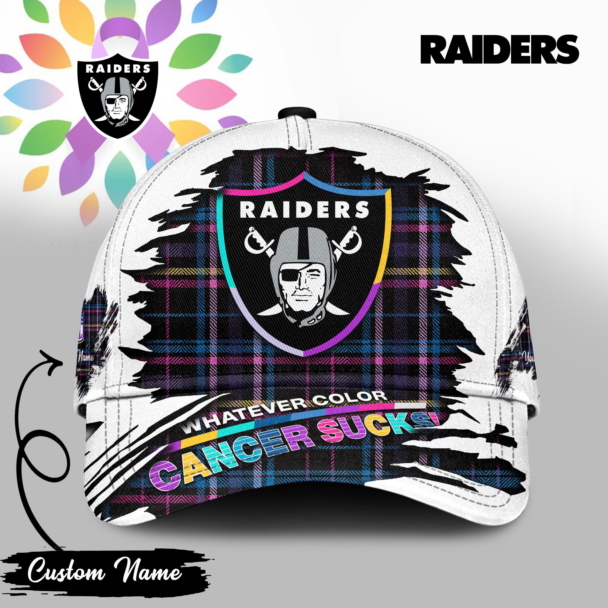 Las Vegas Raiders | Premium Classic Cap NFL Whatever Color Cancer Sucks