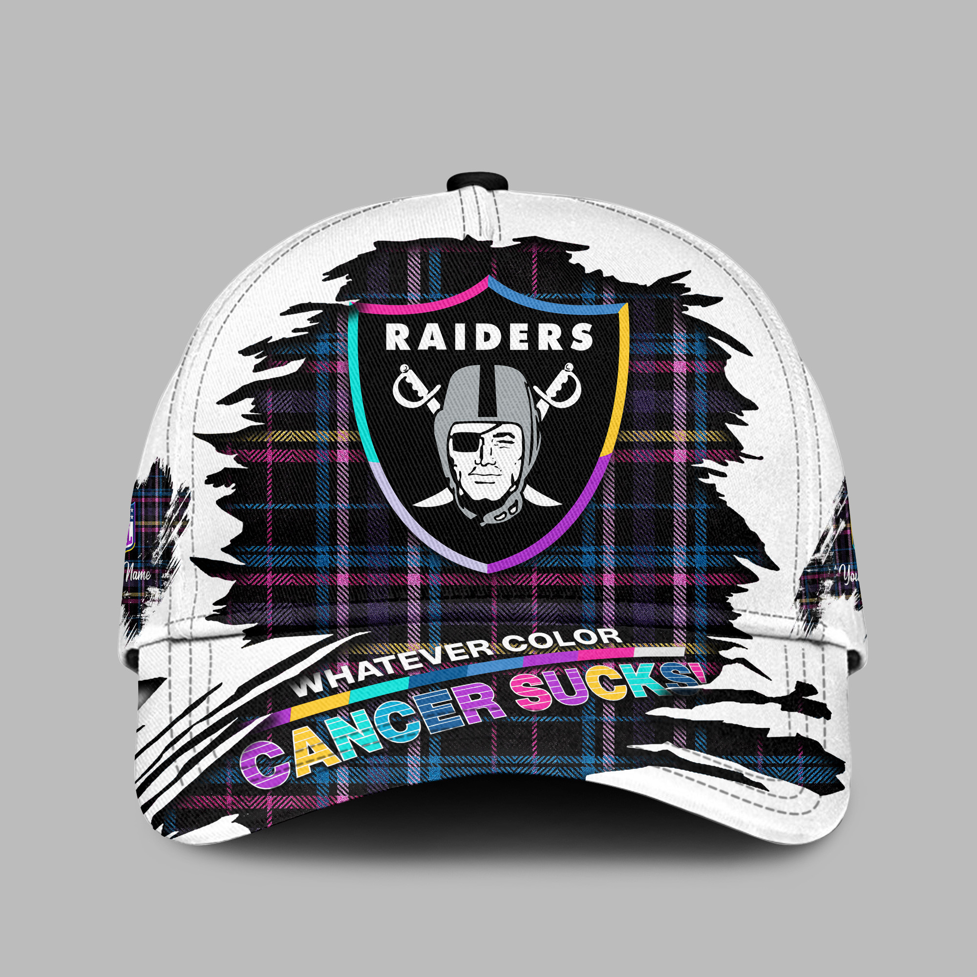 Las Vegas Raiders | Premium Classic Cap NFL Whatever Color Cancer Sucks - Image 2