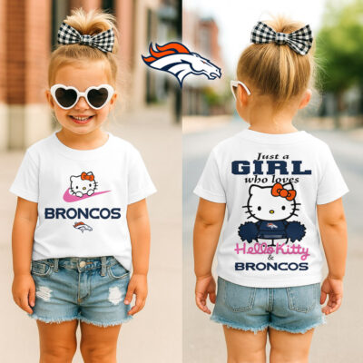 Denver Broncos | Premium NFL Football Girl Hello Kitty Fan Kid Shirt