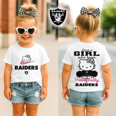 Las Vegas Raiders | Premium NFL Football Girl Hello Kitty Fan Kid Shirt