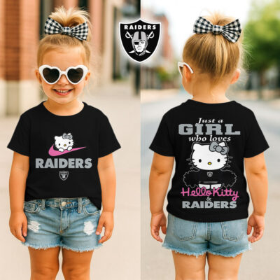 Las Vegas Raiders | Premium NFL Football Girl Hello Kitty Fan Kid Shirt