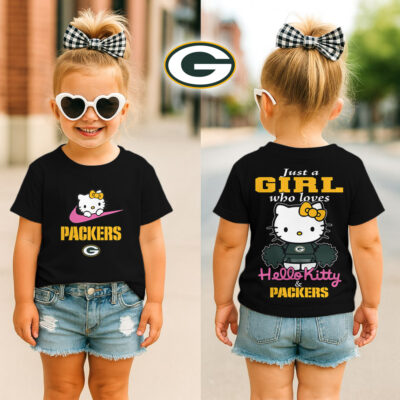 Green Bay Packers | Premium NFL Football Girl Hello Kitty Fan Kid Shirt