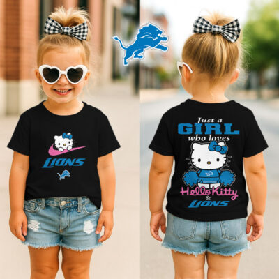 Detroit Lions | Premium NFL Football Girl Hello Kitty Fan Kid Shirt