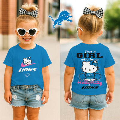 Detroit Lions | Premium NFL Football Girl Hello Kitty Fan Kid Shirt