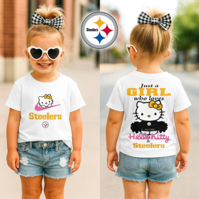 Pittsburgh Steelers | Premium NFL Football Girl Hello Kitty Fan Kid Shirt