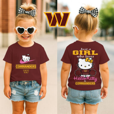 Washington Commanders | Premium NFL Football Girl Hello Kitty Fan Kid Shirt