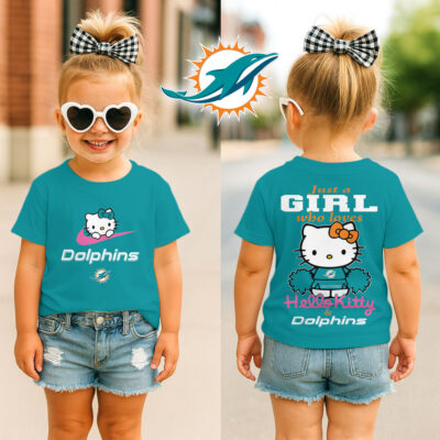 Miami Dolphins | Premium NFL Football Girl Hello Kitty Fan Kid Shirt
