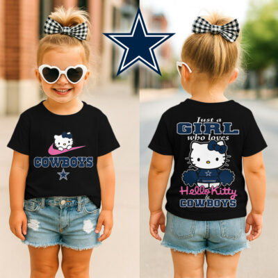 Dallas Cowboys | Premium NFL Football Girl Hello Kitty Fan Kid Shirt