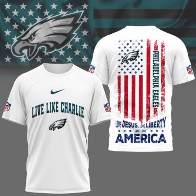 Philadelphia Eagles | Premium Live Like Charlie Patriotic 3D Shirt