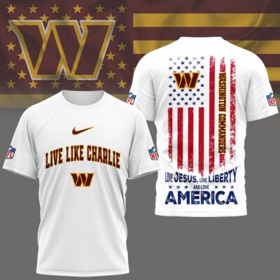 Washington Commanders | Premium Live Like Charlie Patriotic 3D Shirt