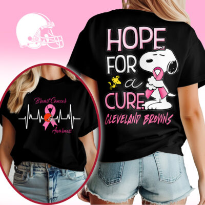 Cleveland Browns | Premium NFL Breast Cancer Awareness Snoopy Hope For A Cure Shirt